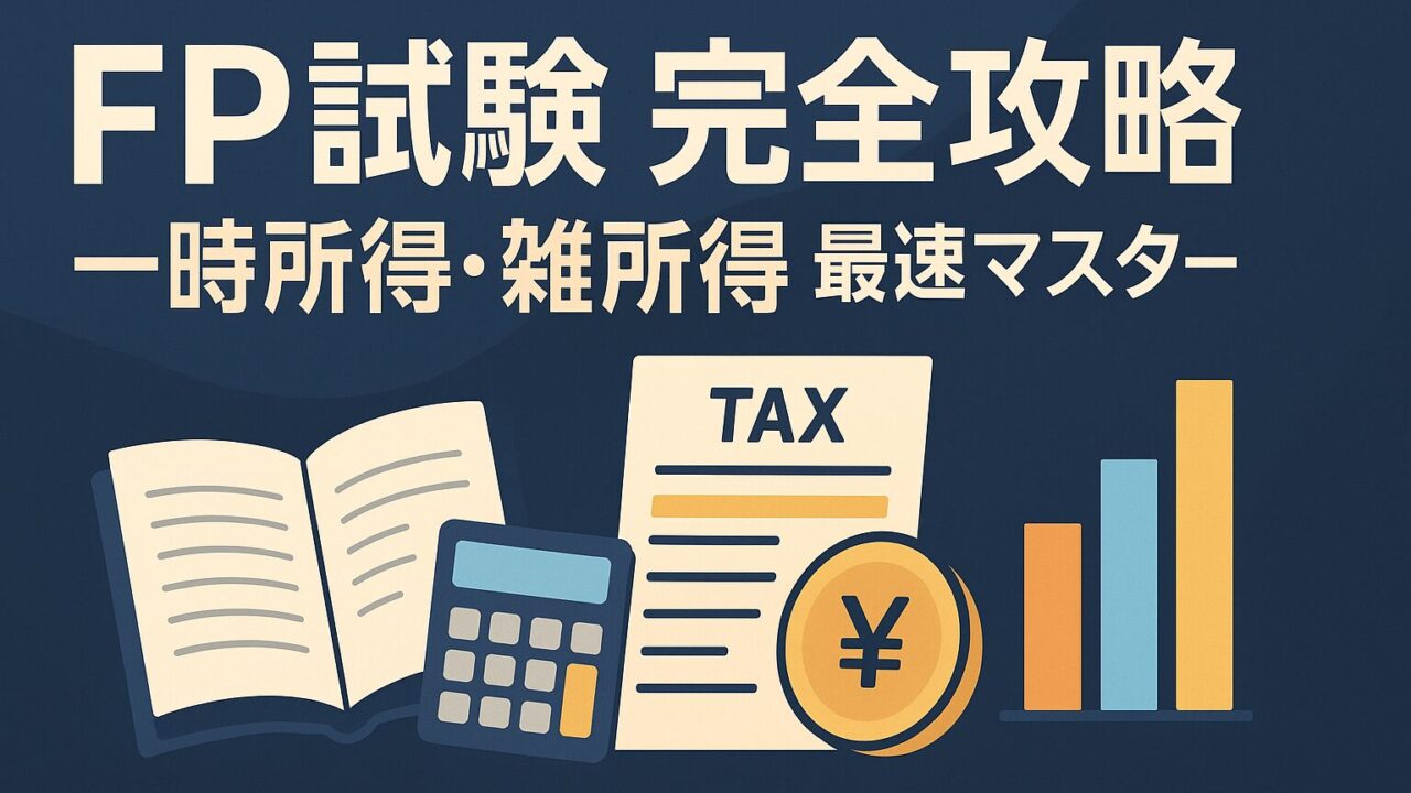 FP試験の最難関「一時所得と雑所得」で悩んでいませんか？この記事では、頻出の計算問題（総所得金額、公的年金等控除額）や過去問のひっかけパターン、合格者が実践する勉強法まで網羅的に解説。苦手を得点源に変え、合格を掴むための全知識を6000字超で提供します。