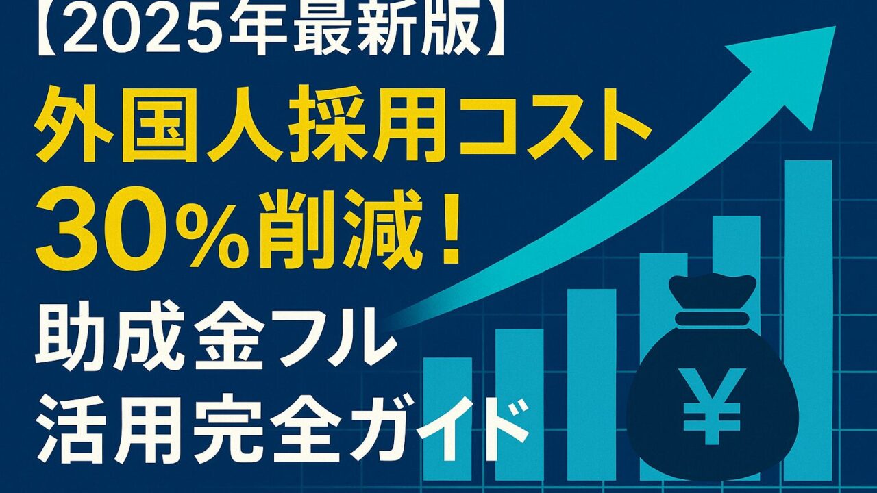 【2025年最新版】外国人採用コストを30％削減！助成金フル活用完全ガイド