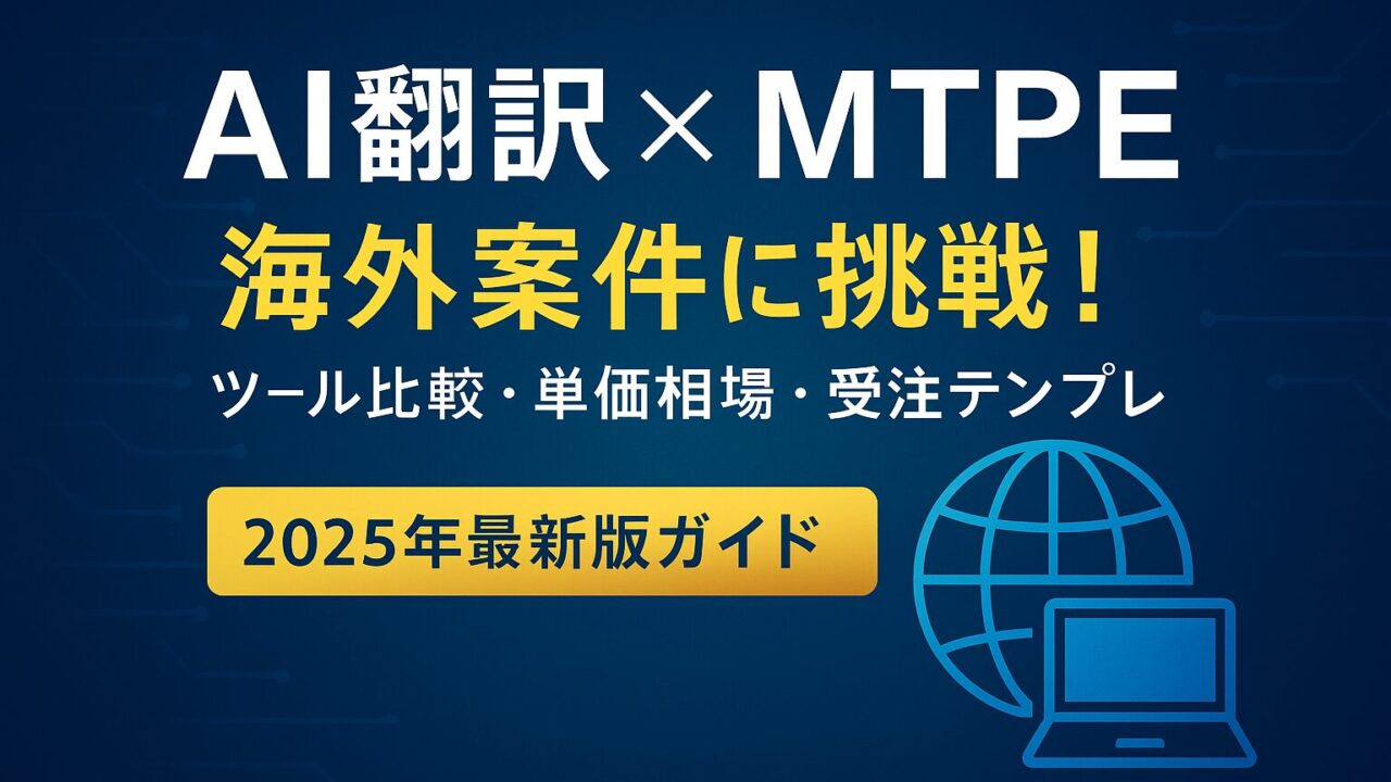 【2025年最新版】AI翻訳で海外案件を獲得！MTPE単価相場と受注テンプレ完全ガイド