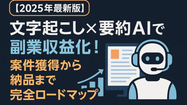 AI文字起こし×要約で副業収益化！案件獲得から納品までの実践手順と料金相場を2025年最新版で解説（