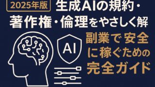 生成AI副業の規約・著作権・倫理を初心者向けに解説。やって良いこと・NG例を整理し、安全運用の実務ポイントを紹介。