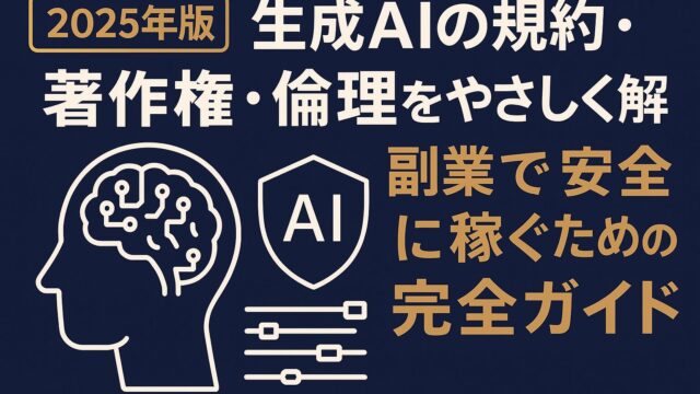 生成AI副業の規約・著作権・倫理を初心者向けに解説。やって良いこと・NG例を整理し、安全運用の実務ポイントを紹介。