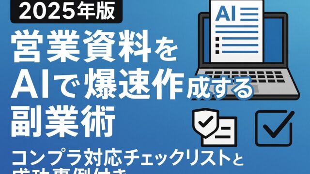 【2025年版】営業資料をAIで爆速作成する副業術｜コンプラ対応チェックリストと成功事例付き